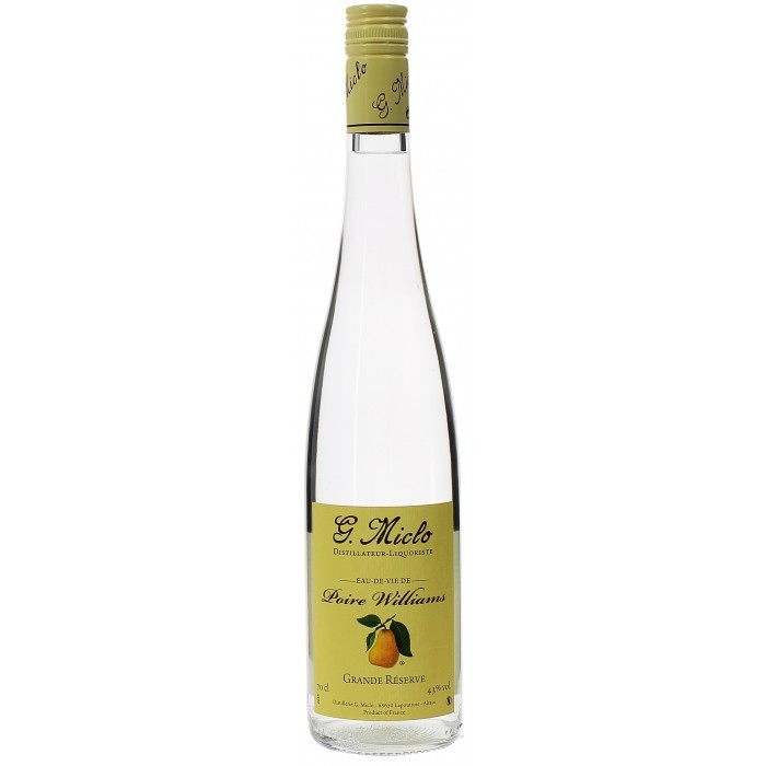 Eau-de-vie obtenue par la distillation de poires Williams, également connue sous le nom de poires Bartlett. C'est une boisson spiritueuse aromatique et fruitée, souvent appréciée pour son parfum distinctif de poire fraîche et sa douceur naturelle.